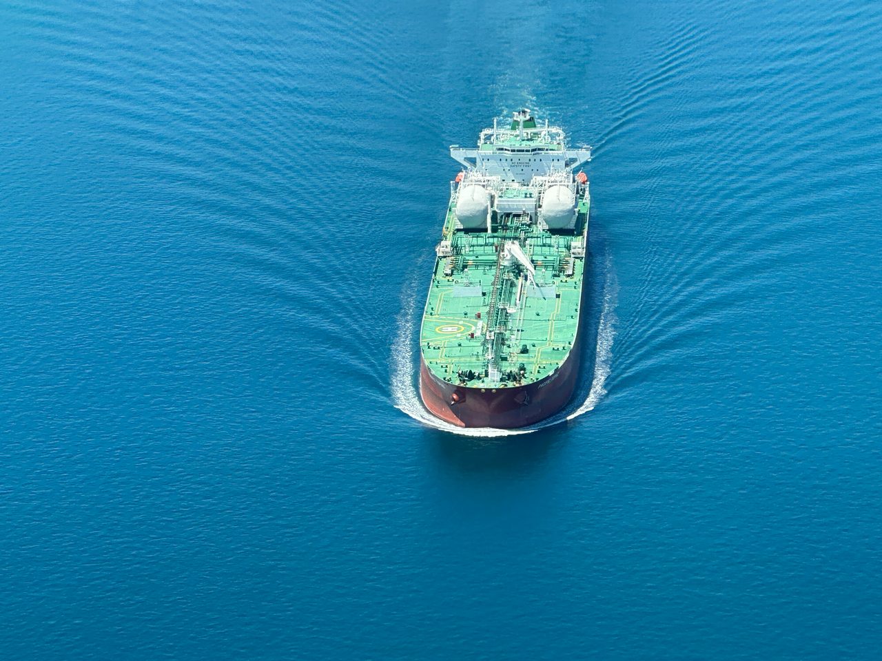 A commercial tanker at sea - the vessels that normally stream through Hormuz.
